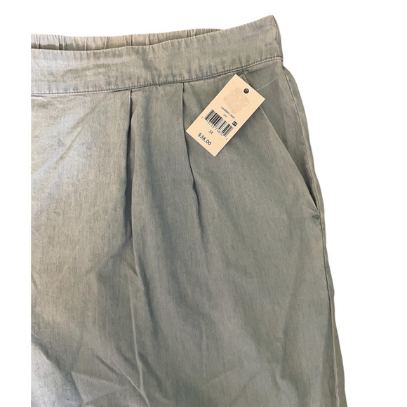 Pants Jeans 3X Light Chambray Wide Leg Gauchos Pockets Crop Capri Plus Size - Picture 3 of 4